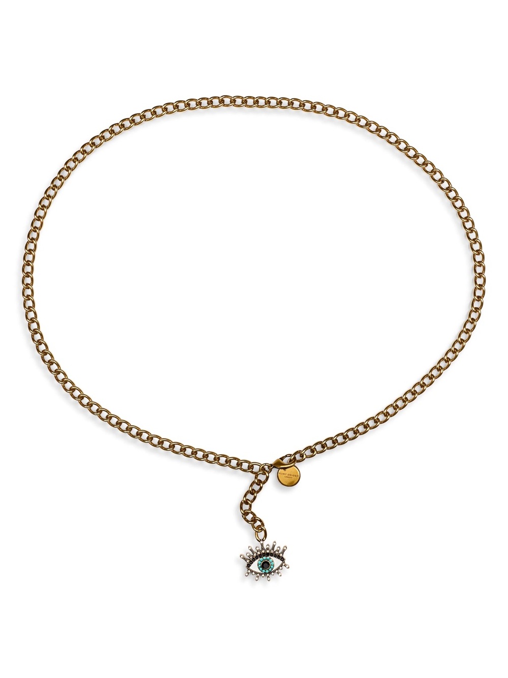 Kurt Geiger Gold Chain Necklace with Evil Eye Charm - Women Jewelry